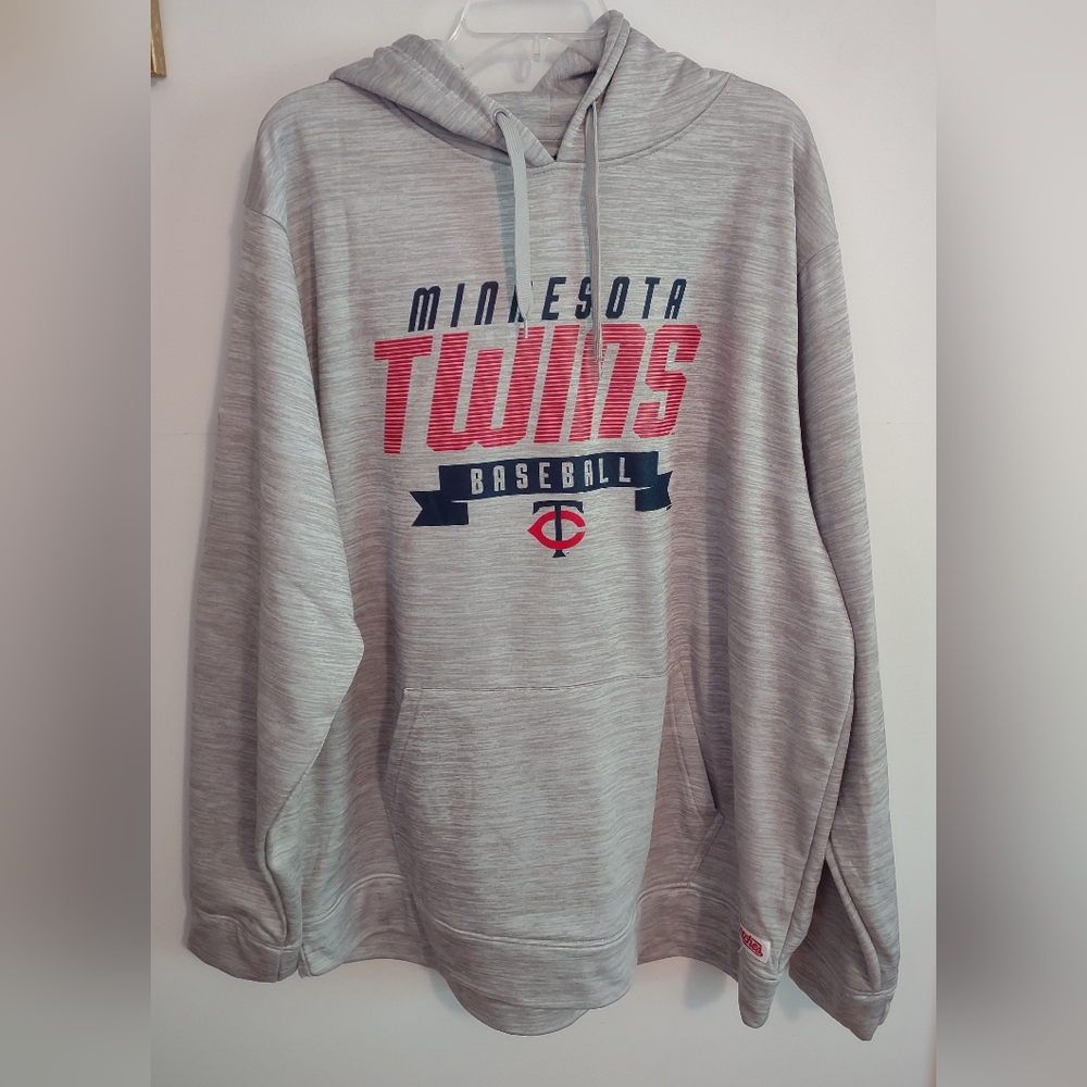 Stitches Men's Minnesota Twins Baseball Heathered Gray Long Sleeve Hoodie XXLarg
